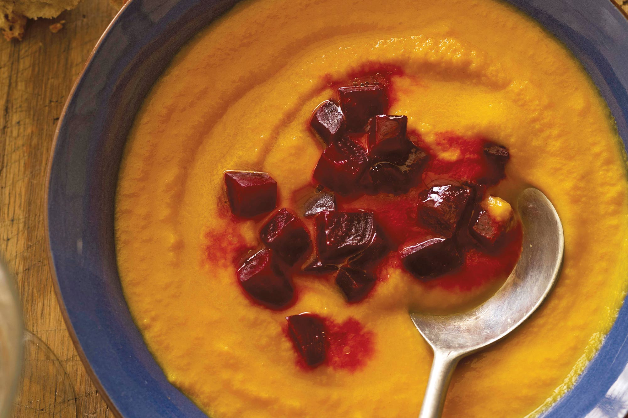 Carrot and Ginger Soup with Quick-Pickled Beet