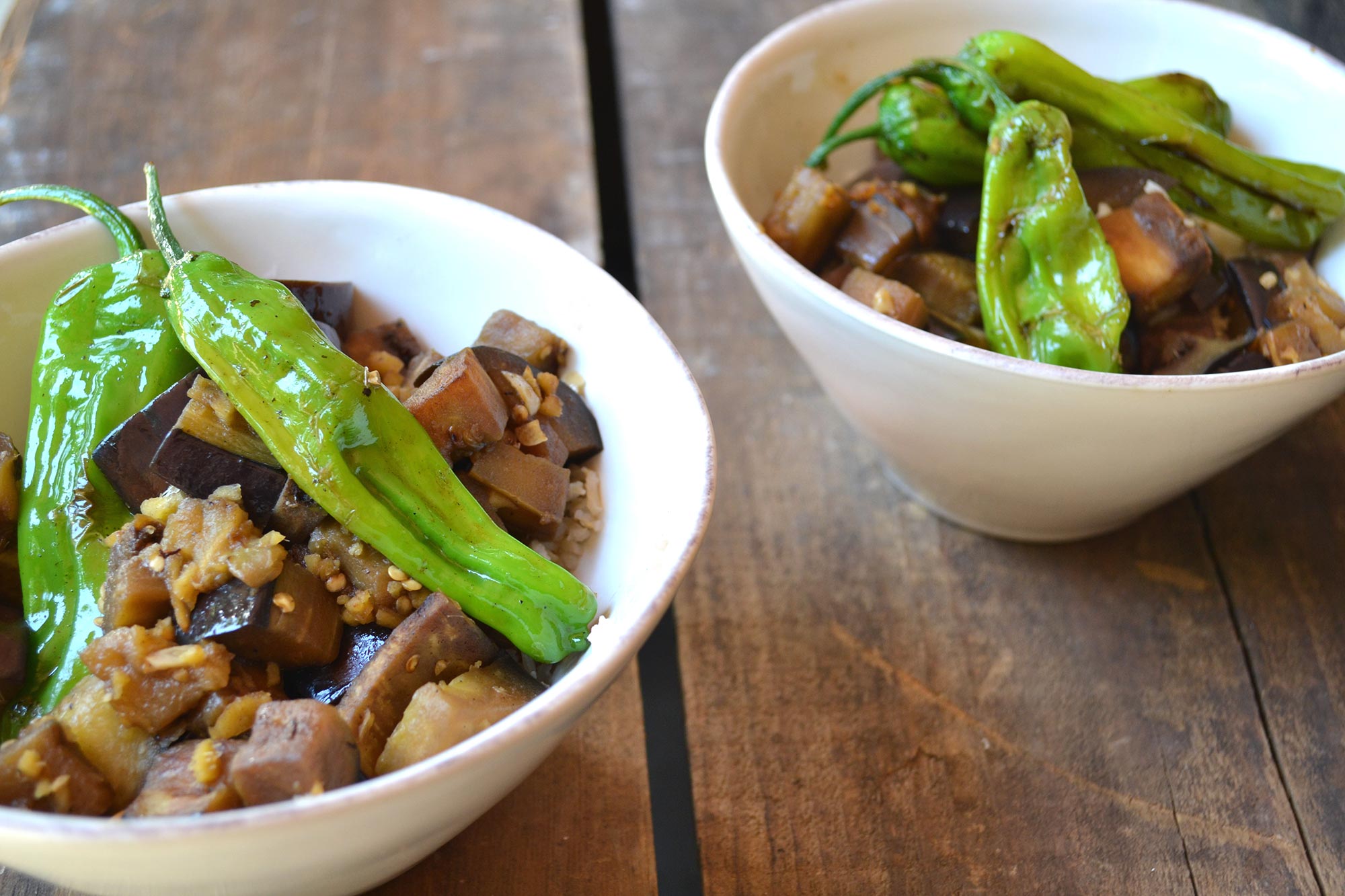 Eggplant Stir Fry with Shishito Peppers