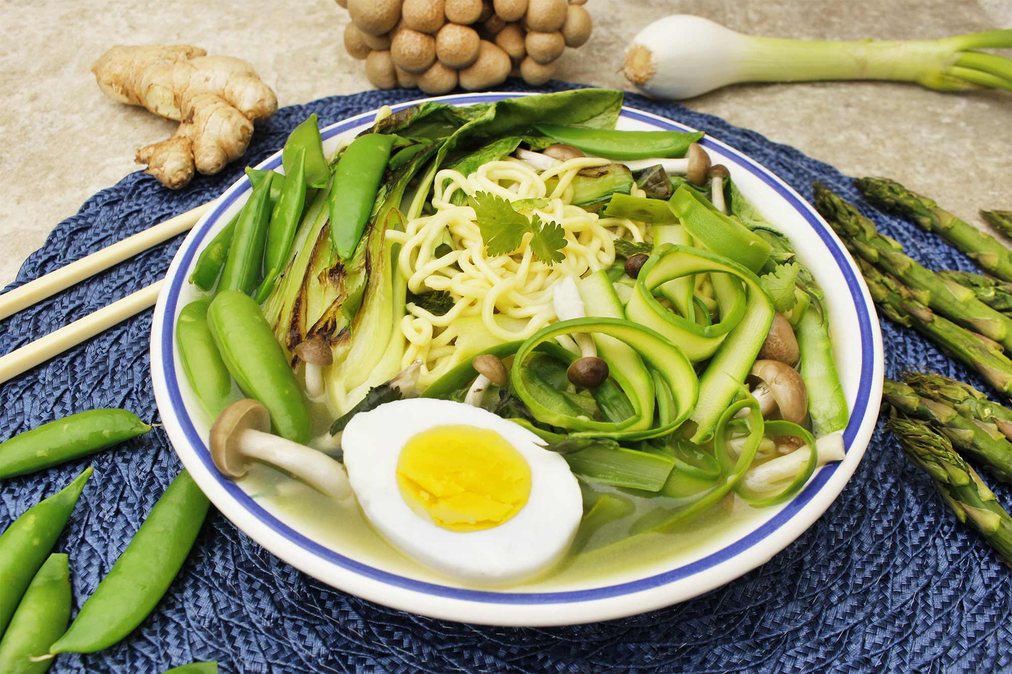 Spring Ramen with Snap Peas and Asparagus