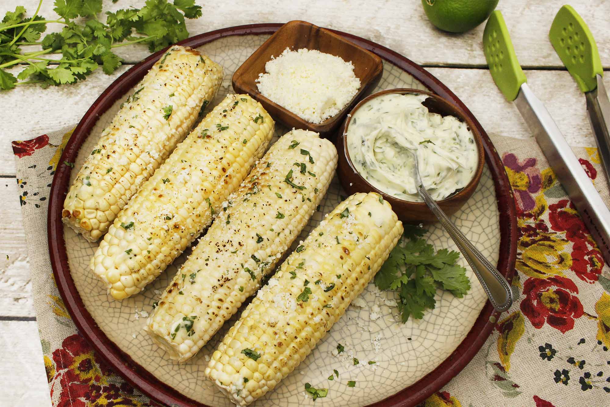 Grilled Corn with Cilantro Butter