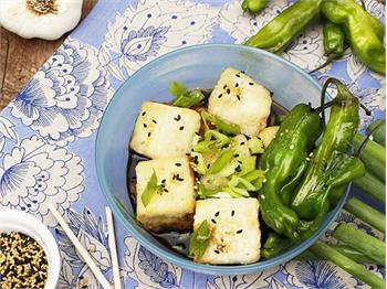 Pan Fried Tofu with Shishito Peppers