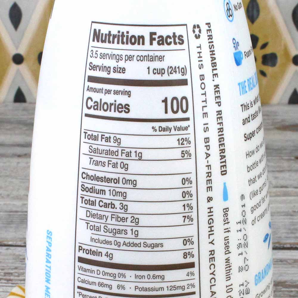 Almond Milk Food Label Almond Milk Food Label