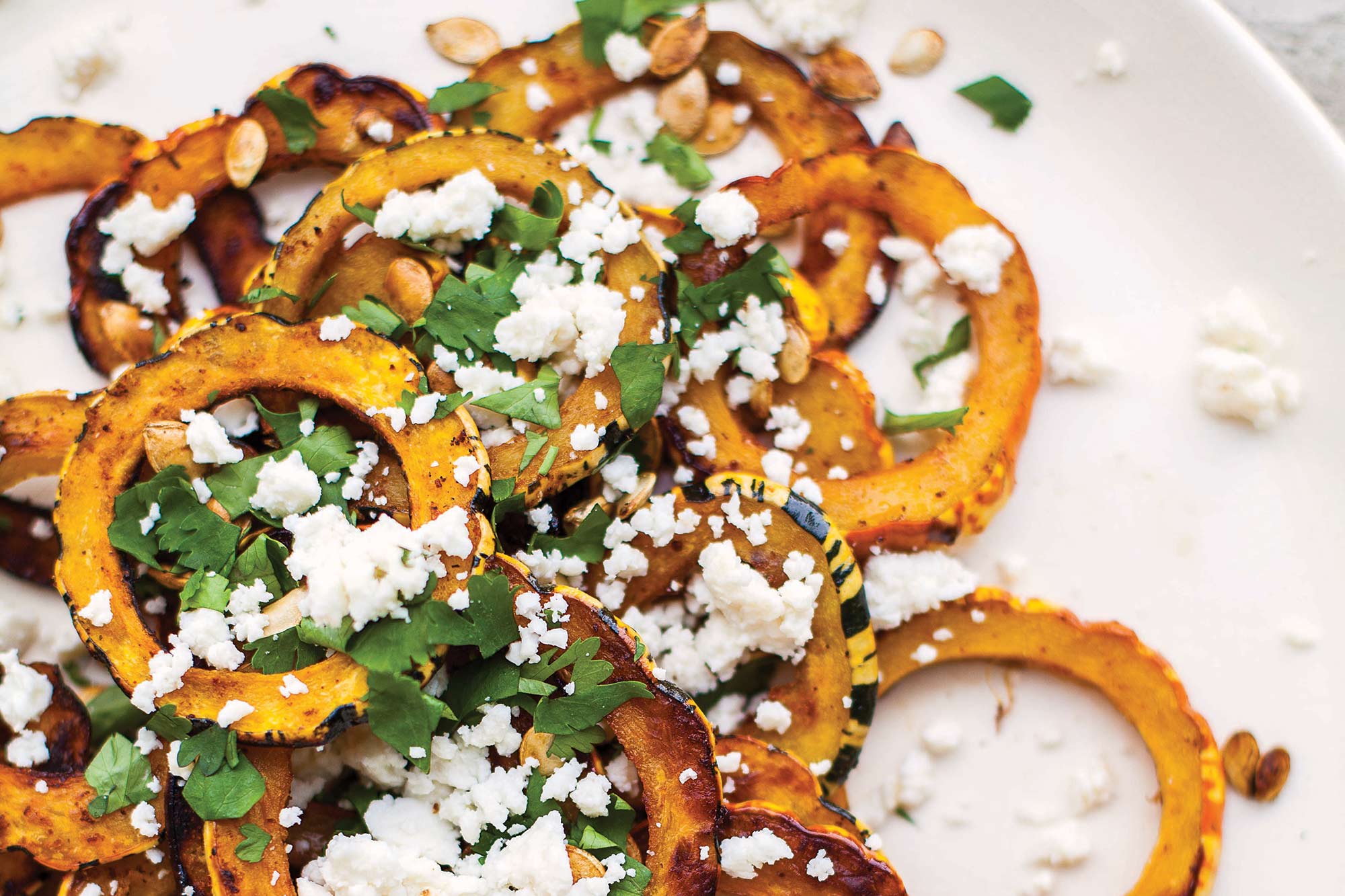 Chile-Roasted Delicata Squash with Queso Fresco