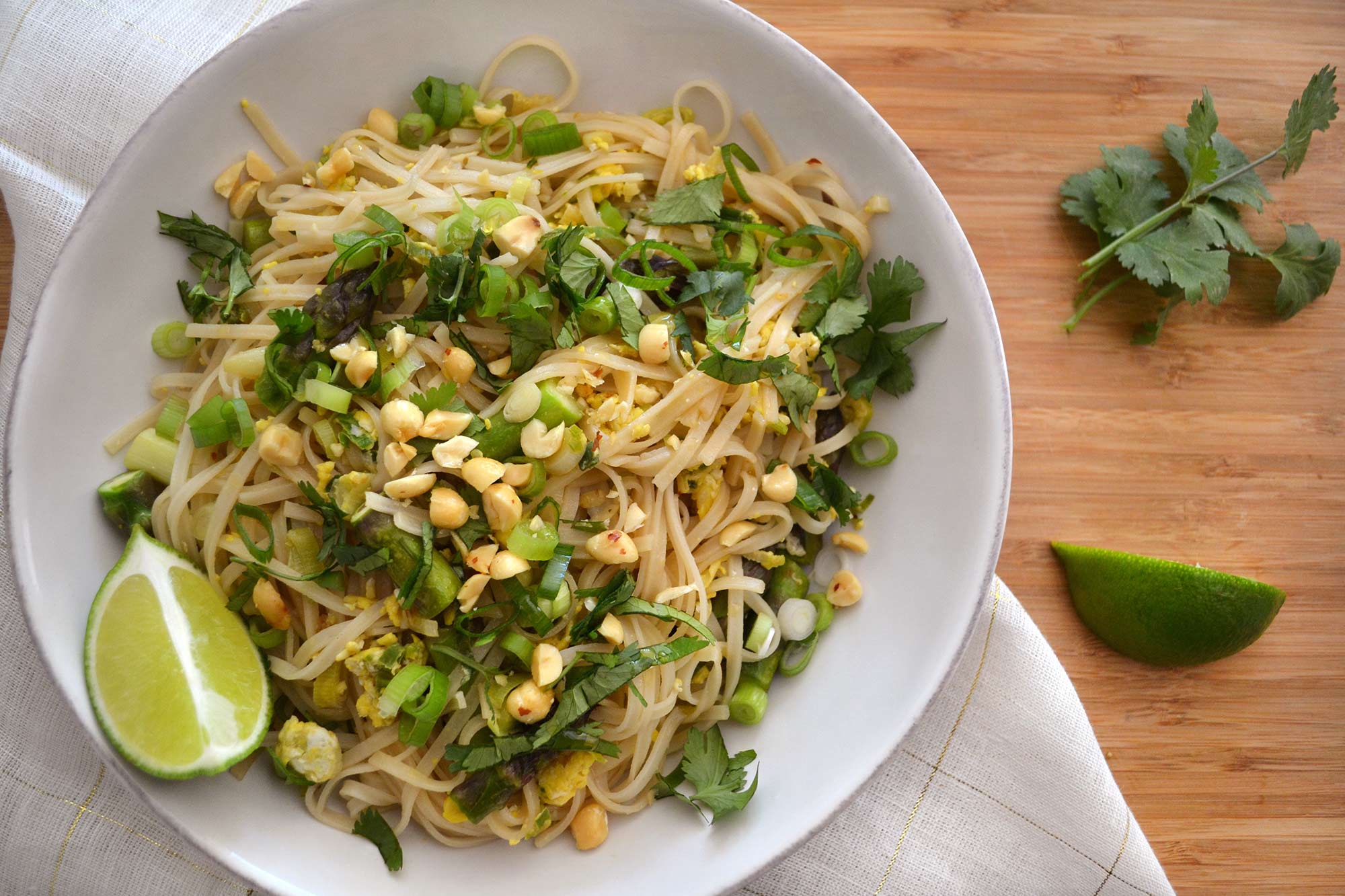 Pad Thai with Green Garlic and Asparagus
