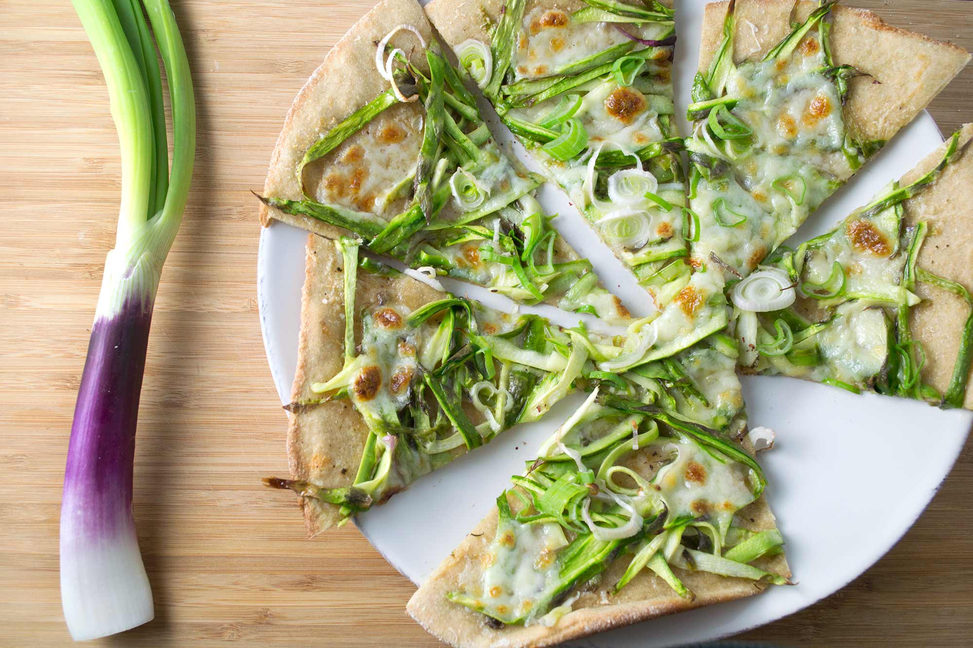 Shaved Asparagus Pizza with Spring Onion