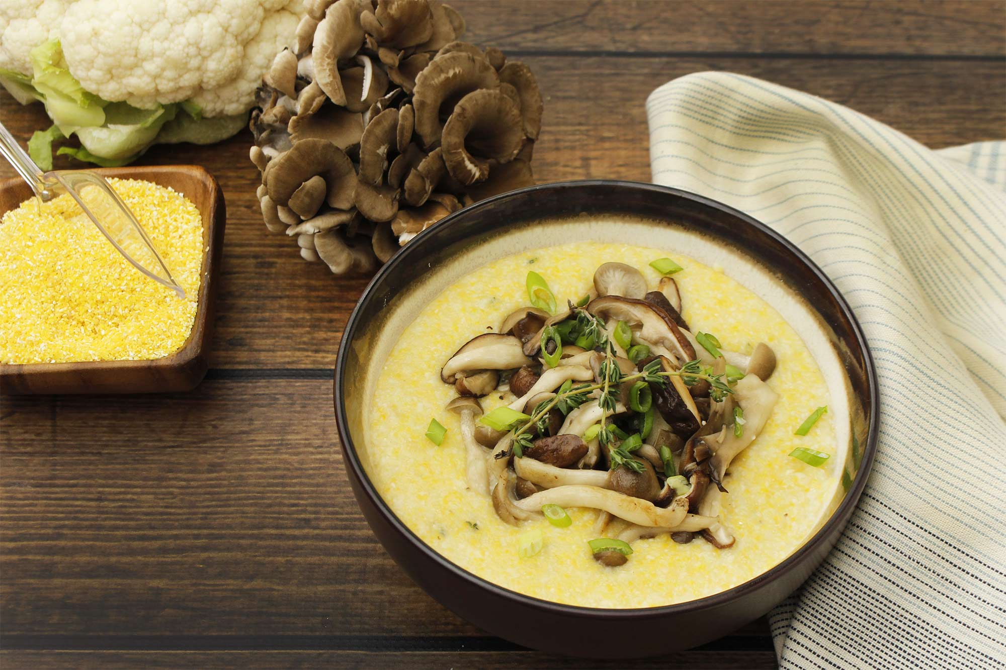 Cauliflower Polenta with Sautéed Mushrooms