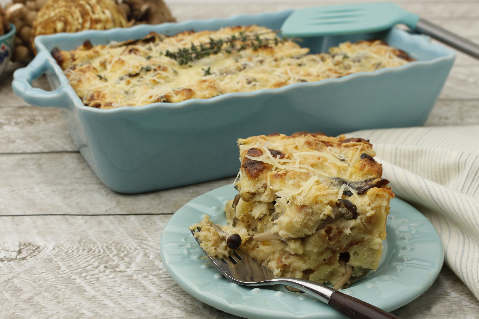 Celery Root and Mushroom Bread Pudding