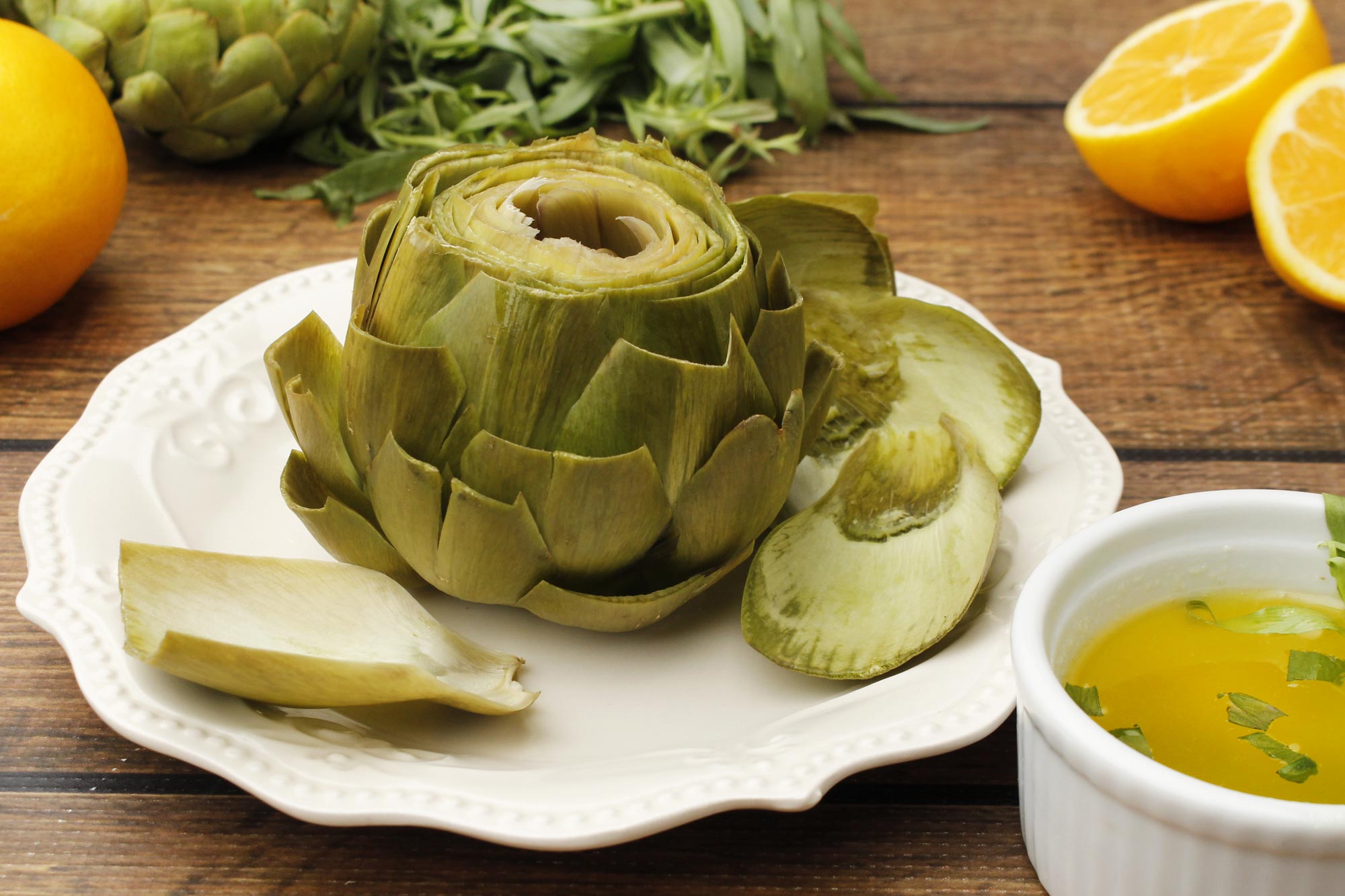 Steamed Artichokes with Tarragon Butter