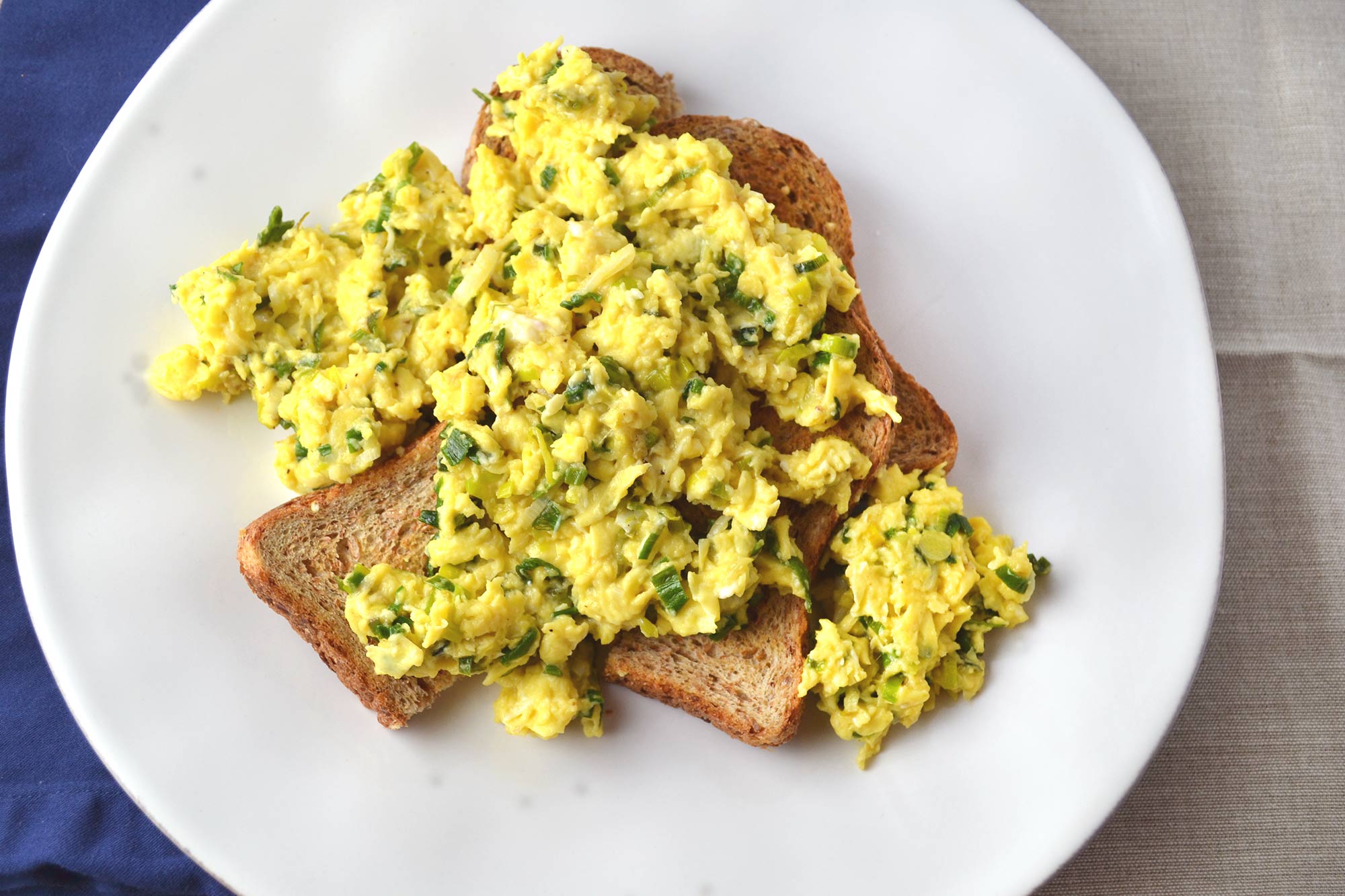 Green Garlic Scrambled Egg Toasts