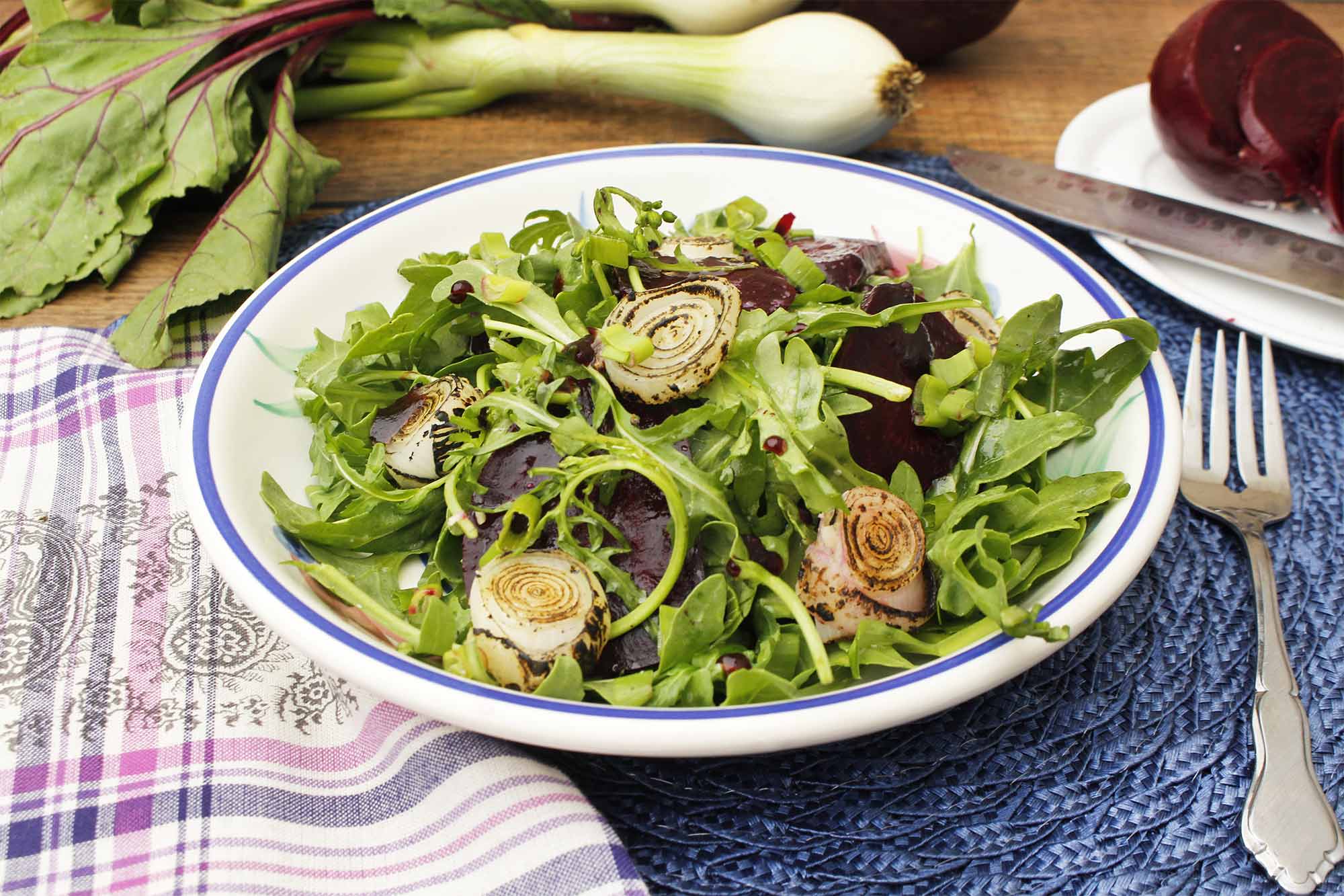 Roasted Spring Onion and Beet Salad