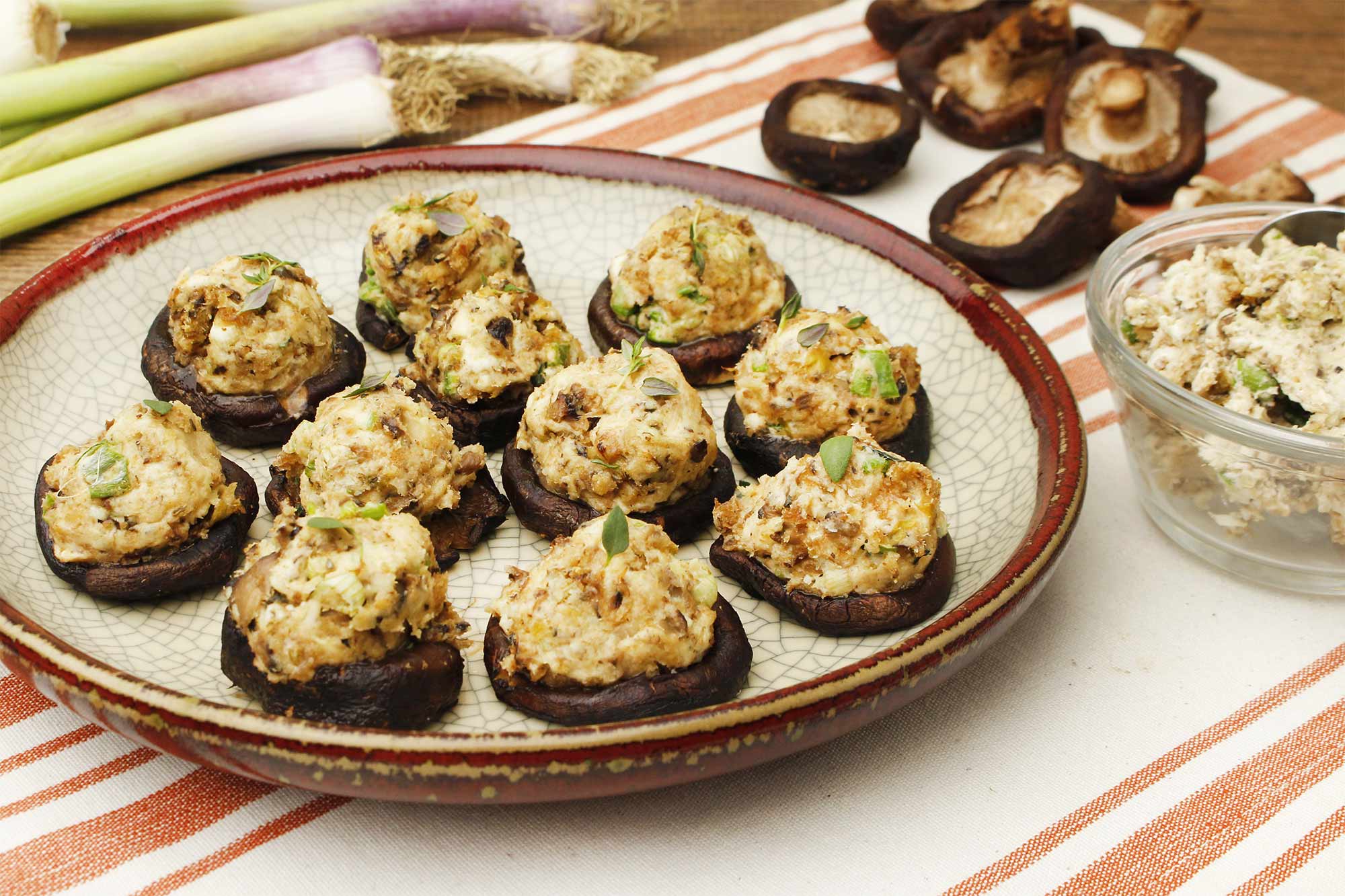 Green Garlic Stuffed Mushrooms