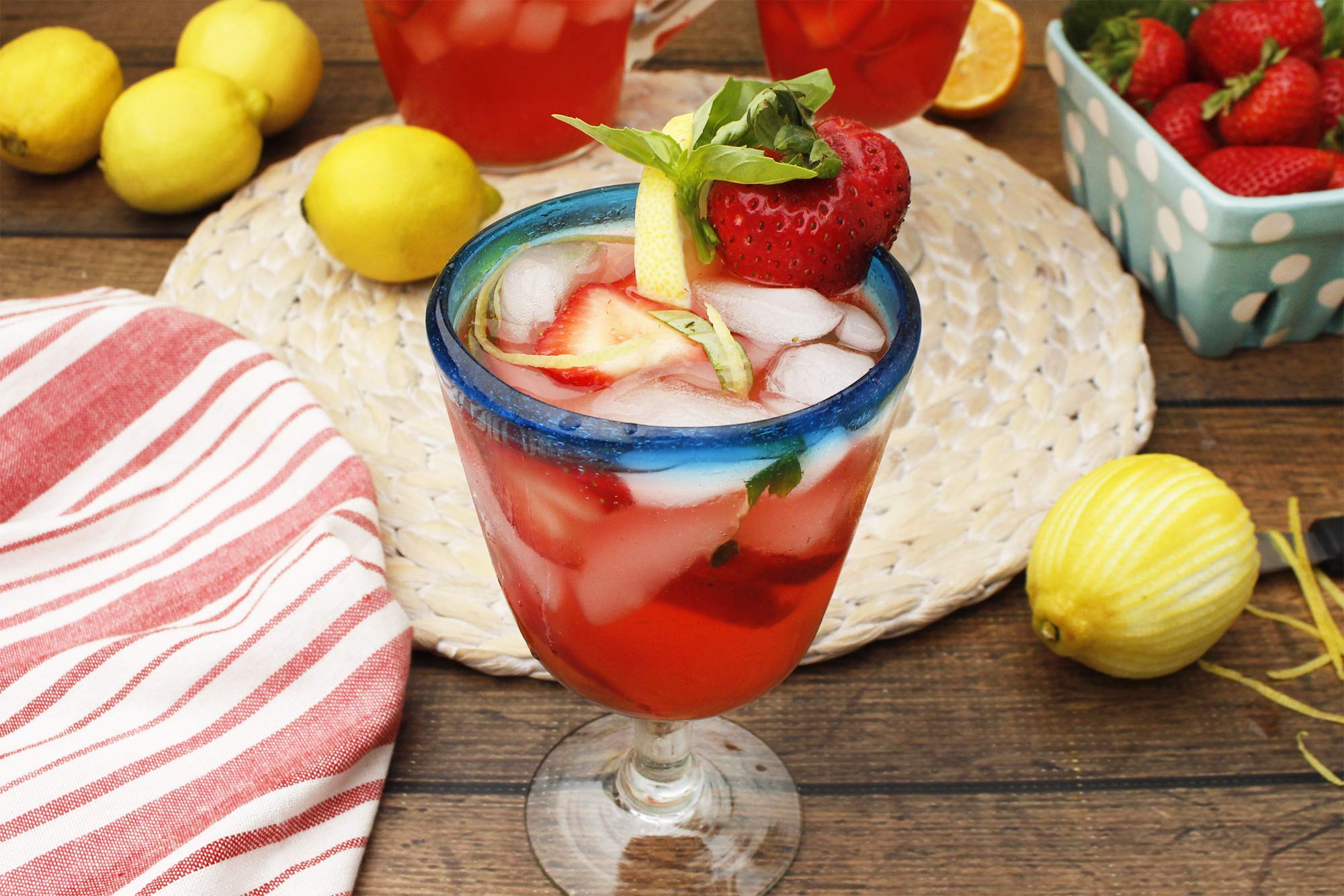 Strawberry Lemon Basil Margaritas