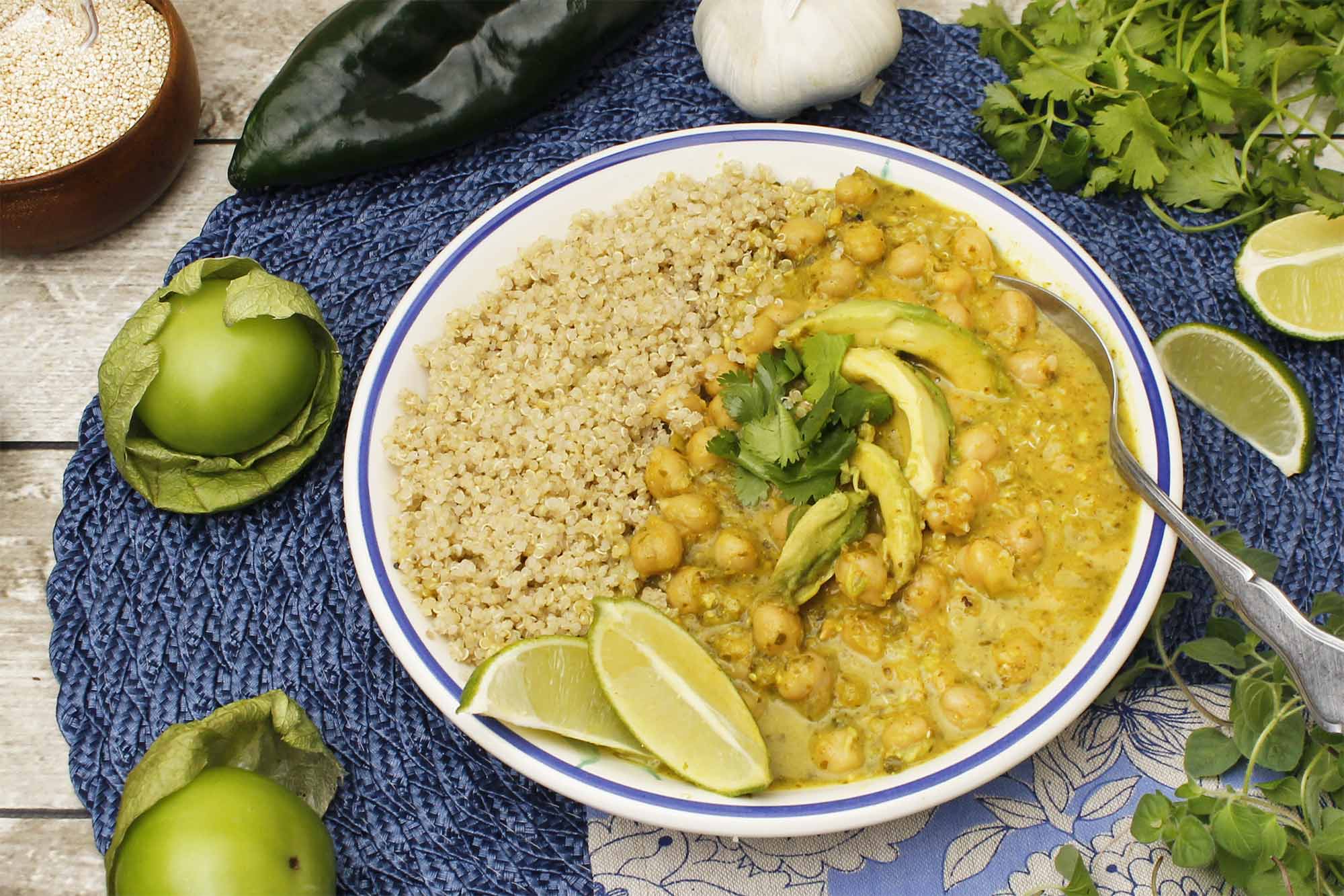 Roasted Tomatillo Chickpea Curry