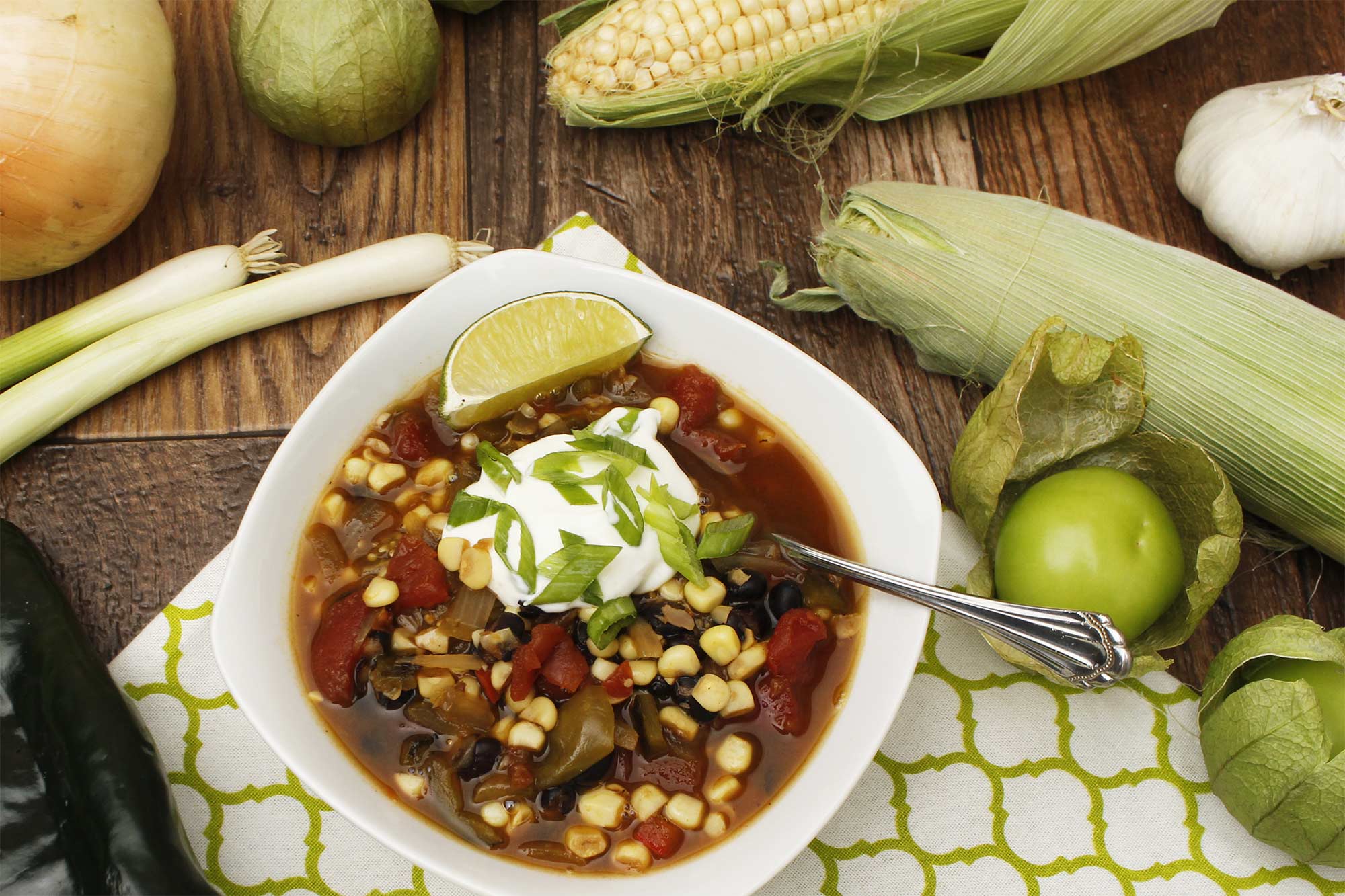 Black Bean, Tomatillo and Corn Soup