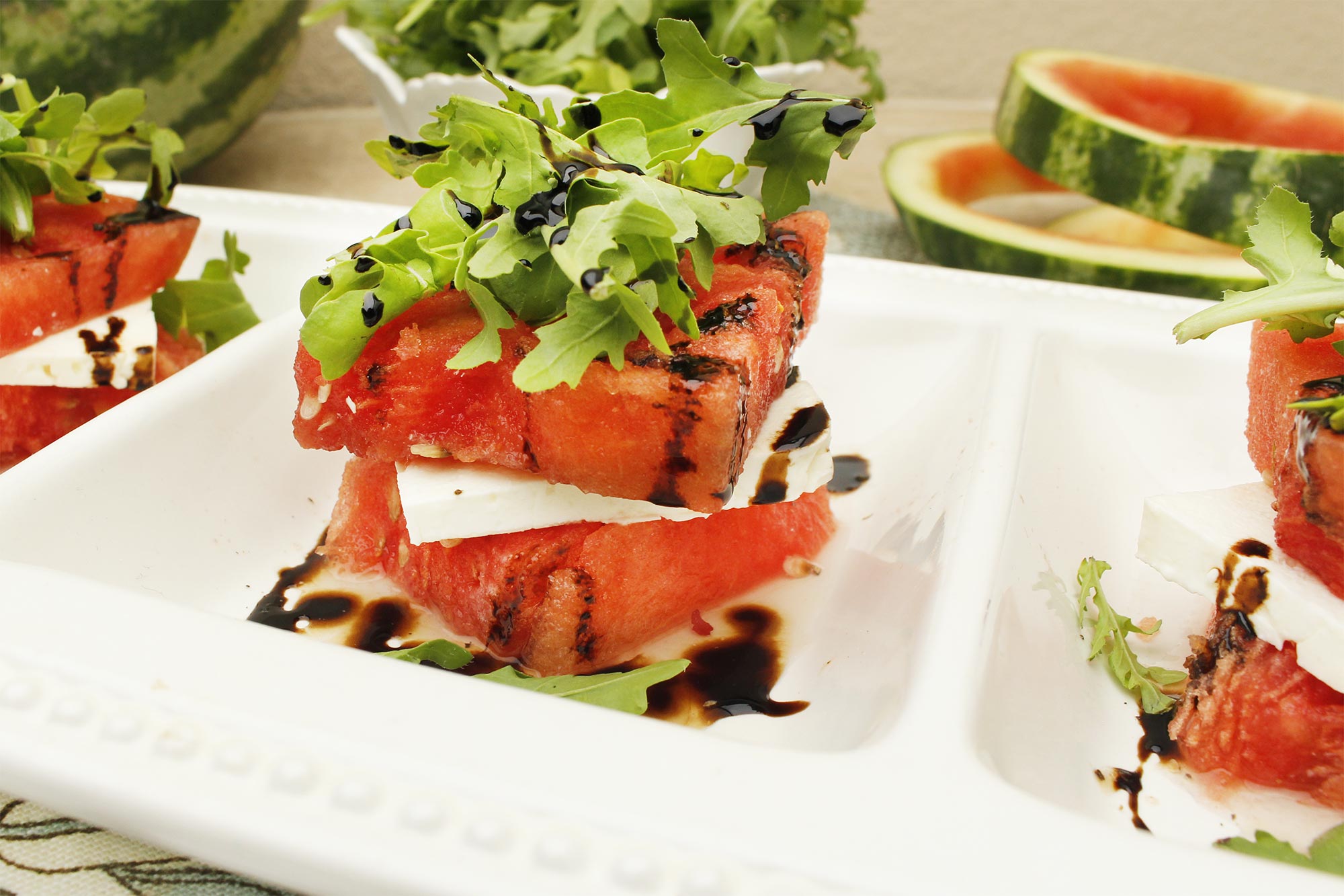 Grilled Watermelon and Feta Stacked Salads