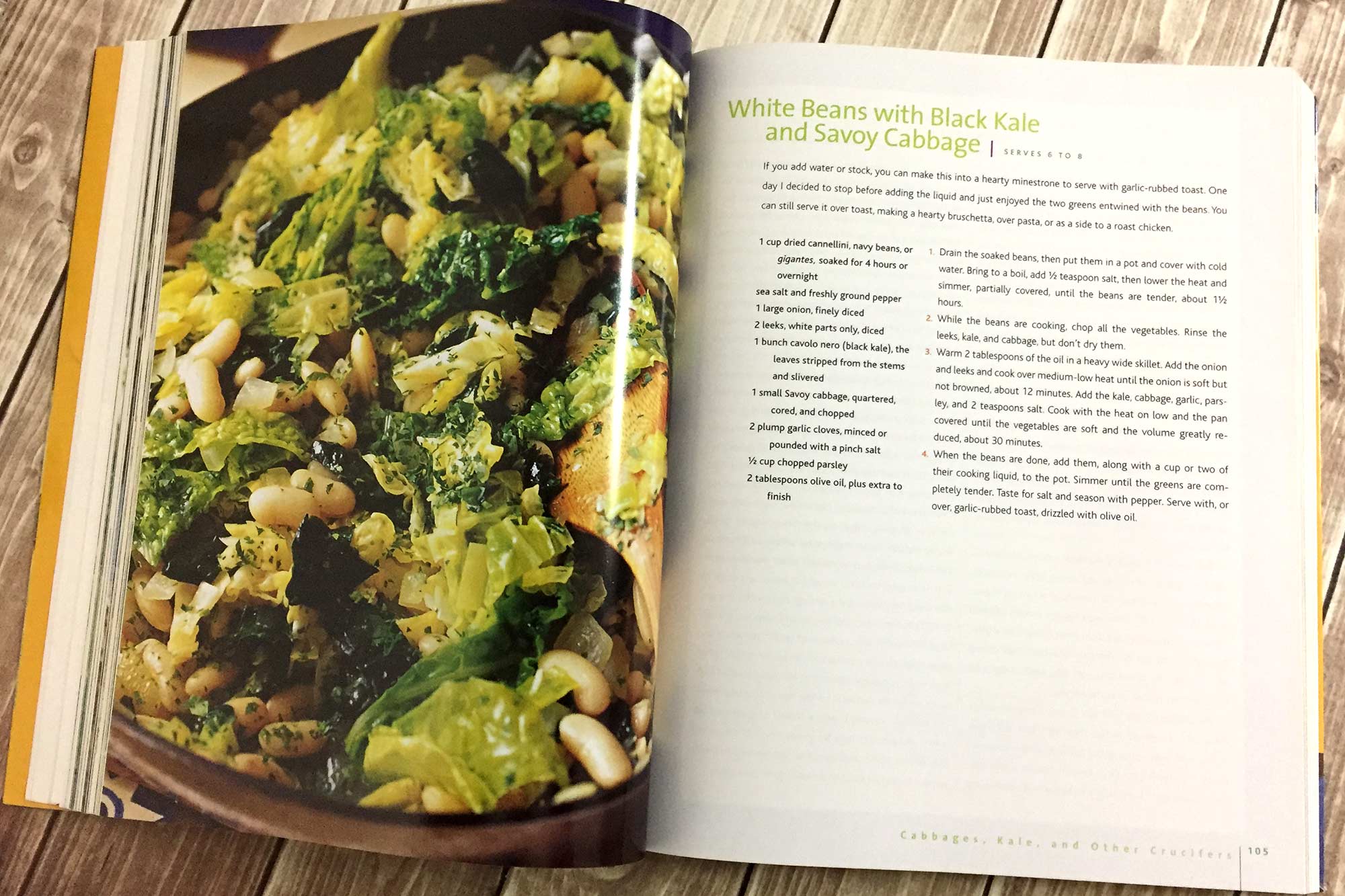 White Beans with Black Kale and Savoy Cabbage