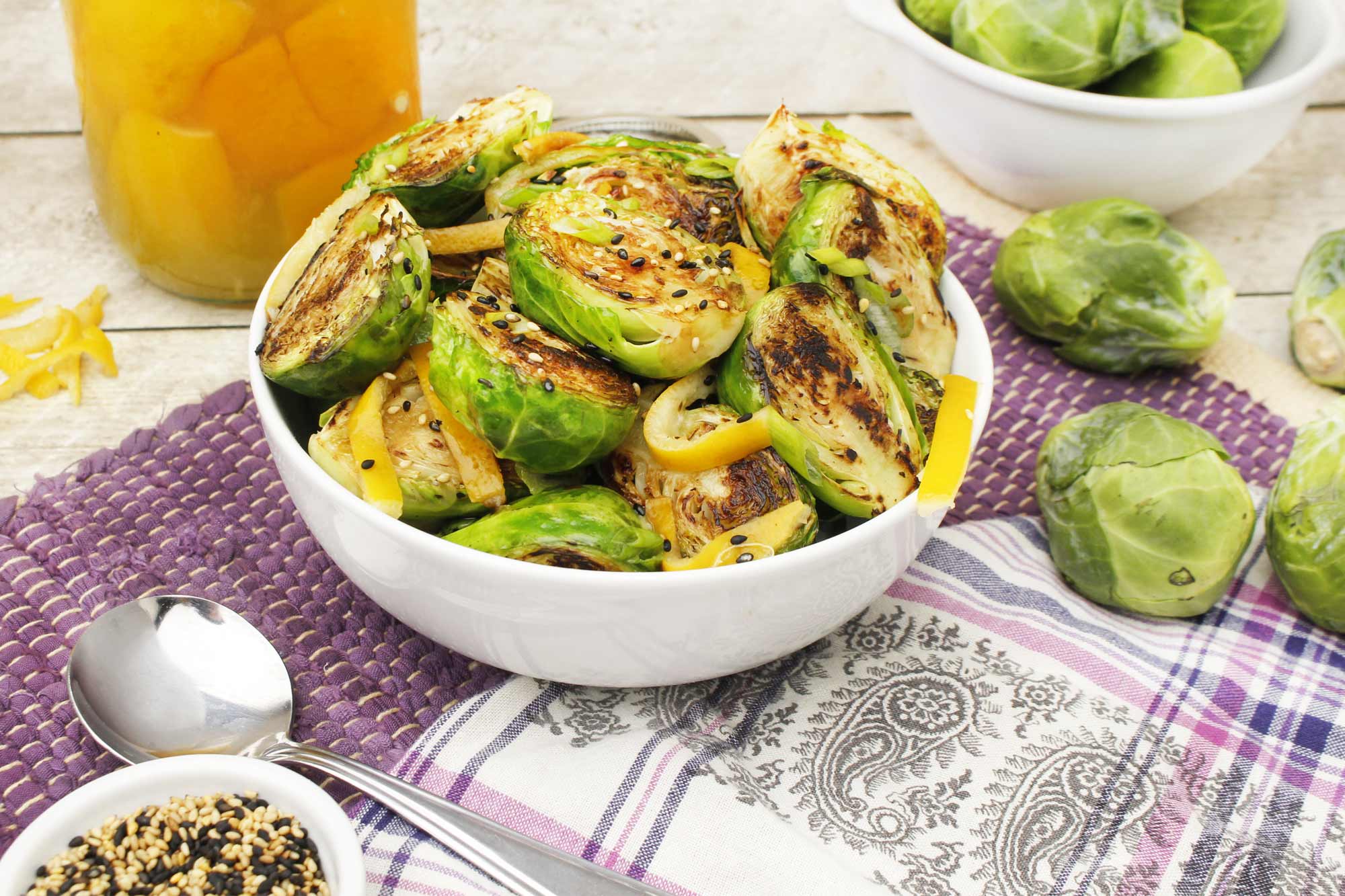 Pan Roasted Brussels Sprouts with Preserved Meyer Lemons 