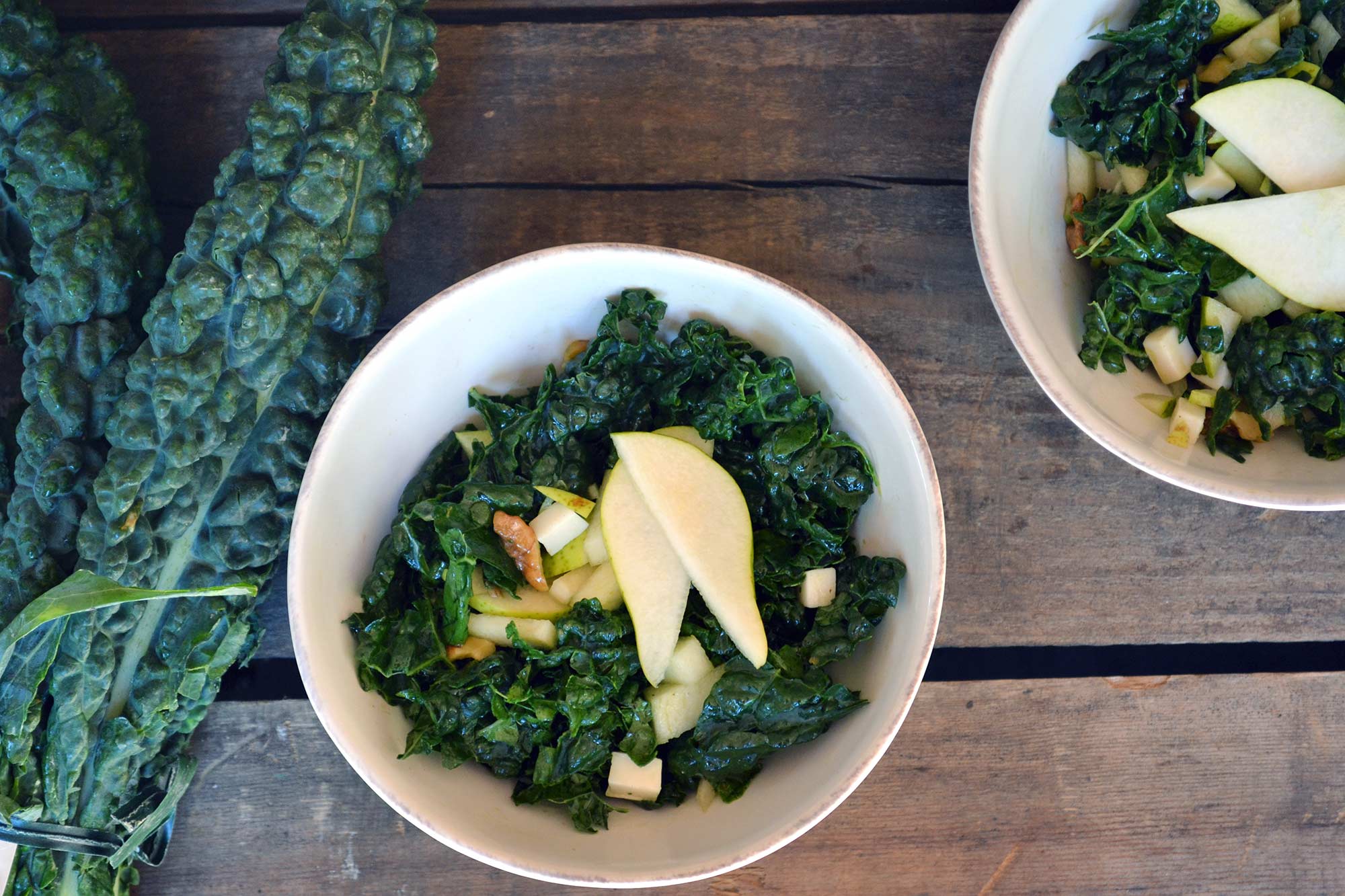 Kale Salad with Pears and Gouda